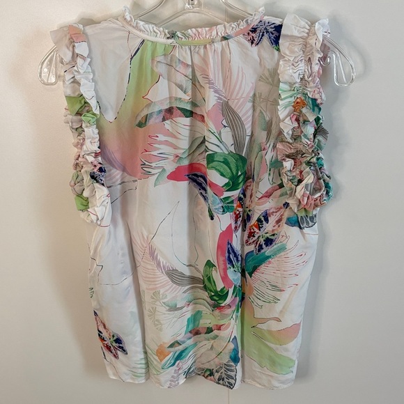 Caballero Women's Tropical Print Ruffle Blouse - Multicolor - Picture 4 of 4